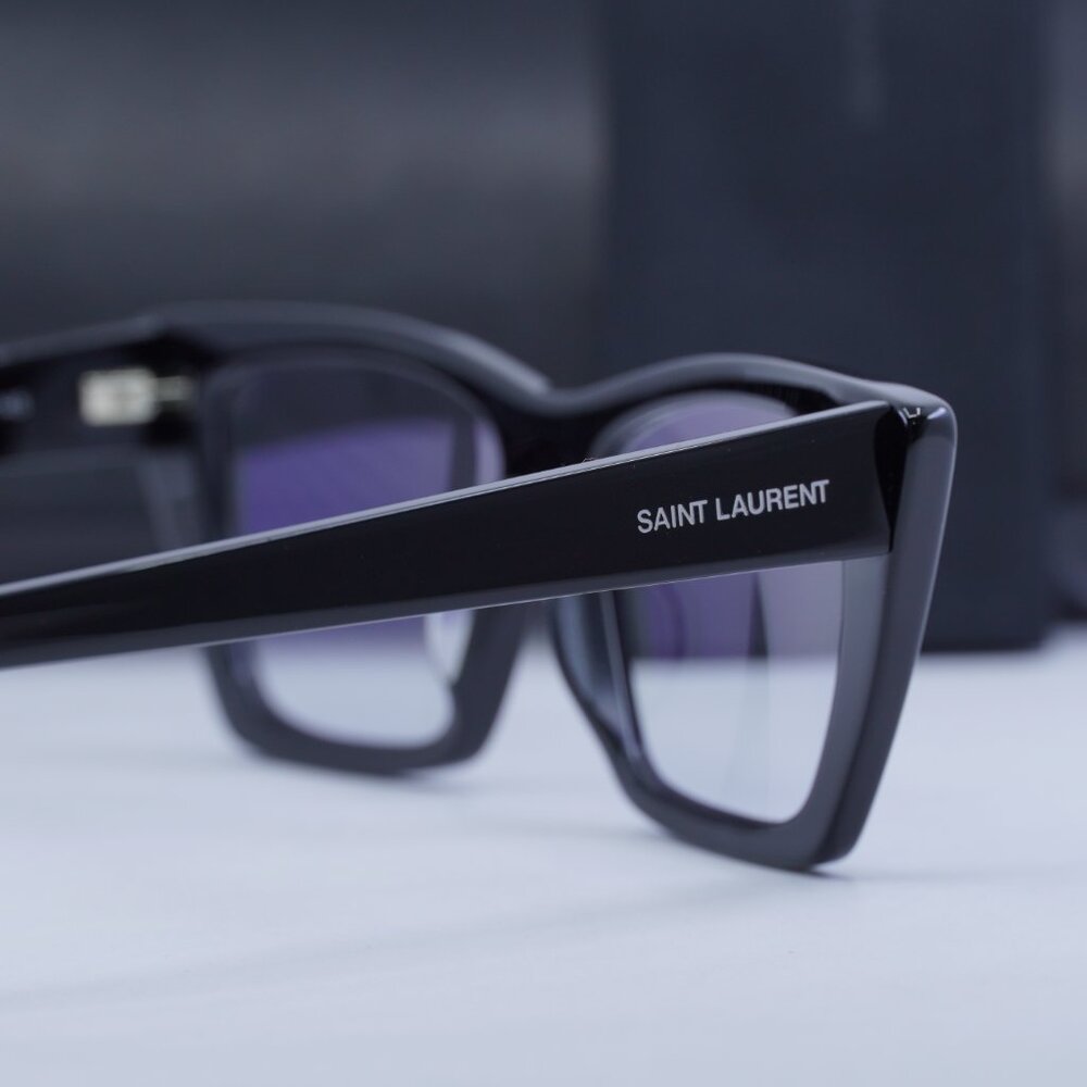 Saint Laurent SL276 MICA 025 Cat Eye Sunglasses - Black/Clear - Picture 8 of 12